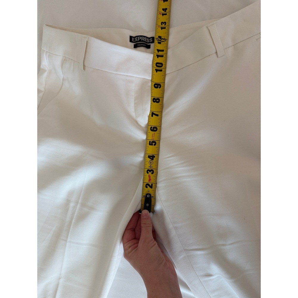 Express Columnist White 2 Piece Pant Suit Set Blazer Size 8 Pants Size 8R - Picture 11 of 16